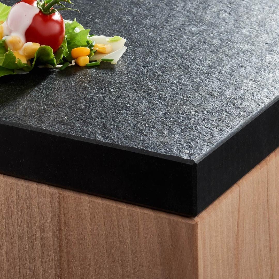 Naturstein Nero Assoluto Oberfläche Geflammt und Gebürstet, Schwarz